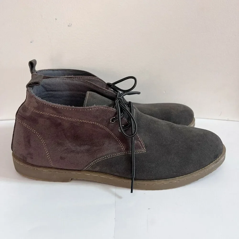 Atlas For Men Gray Suede Leather Chukka Ankle Boots EU 46 US 12 Classic Preppy